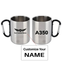 Thumbnail for Airbus A350 Flat Text aviation design on outdoor mug, durable insulated construction.