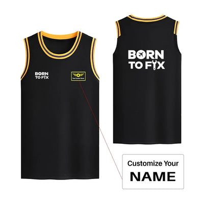 Born To Fix Airplanes Basketball Style Sports aviation design printed on quick-dry breathable fabric men's sport tank top.