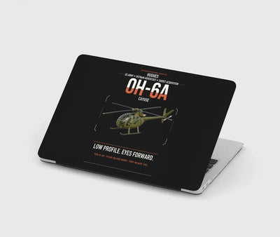 Hughes OH-6A Cayuse design on black MacBook case