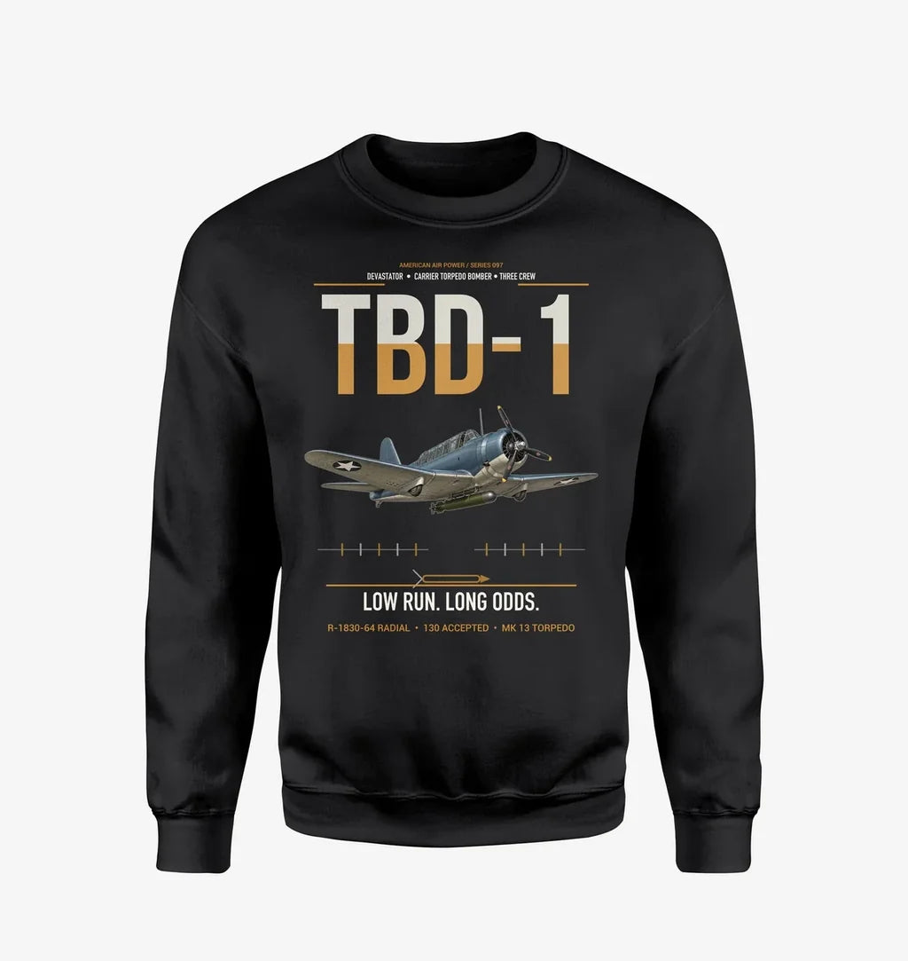 TBD-1 Devastator design on black sweatshirt