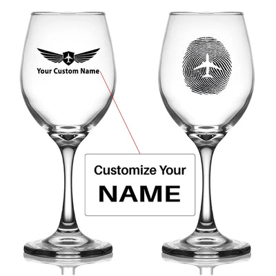 Customisable Aviation Finger Print Wine Glass