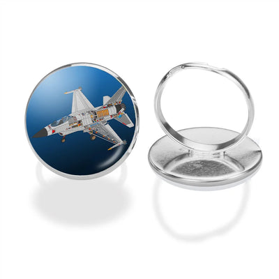 Graphical Fighter Jet 16 aviation ring in stainless steel.