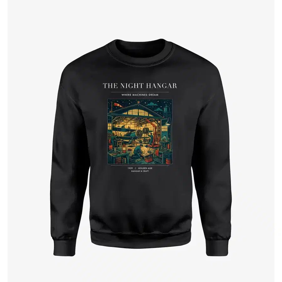 VINTAGE G4049 - The Night Hangar - Designed Sweatshirts design on black
