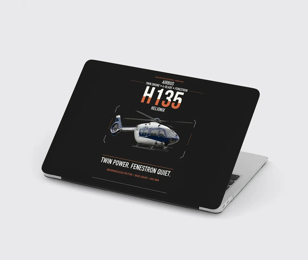 Airbus H135 design on black MacBook case