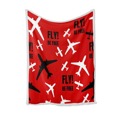 Fly Be Free Red Bed Blankets & aviation print on soft fleece blanket.