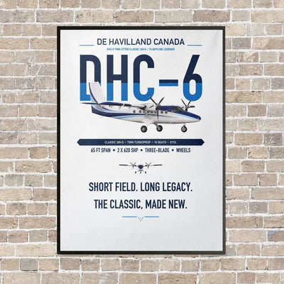 DHC-6 Twin Otter Classic 300-G vertical canvas print - framed - white background