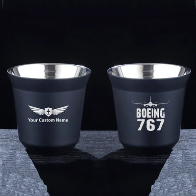 Boeing 767 & Plane aviation design on double-wall coffee mug, vacuum-insulated double-wall.