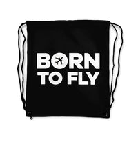 Thumbnail for Born To Fly aviation print drawstring bag, lightweight polyester.