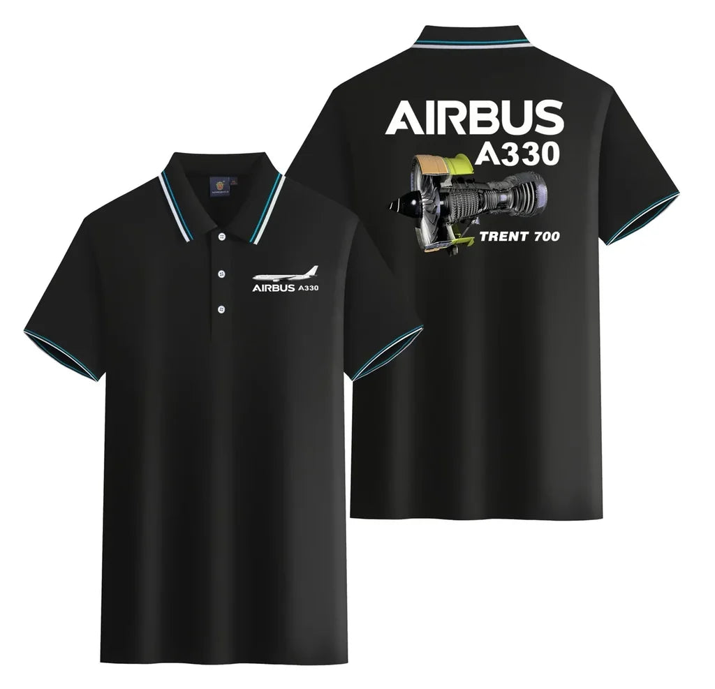 Airbus A330 & Trent 700 Engine Stylish Polo T-Shirts (Double-Side) aviation design printed on soft cotton stylish double-side.
