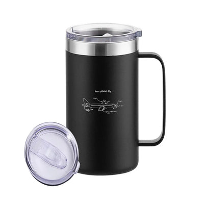 How Planes Fly aviation design on stainless beer mug, insulated stainless beer mug.