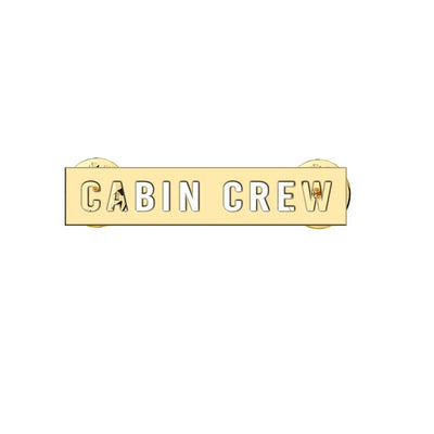 Cabin Crew Text aviation hollow pin in polished alloy.