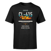 Thumbnail for Canadair CL-415 design on black t-shirt, single-side print