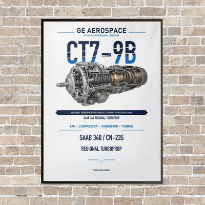 CT7-9B vertical canvas print - framed - white background