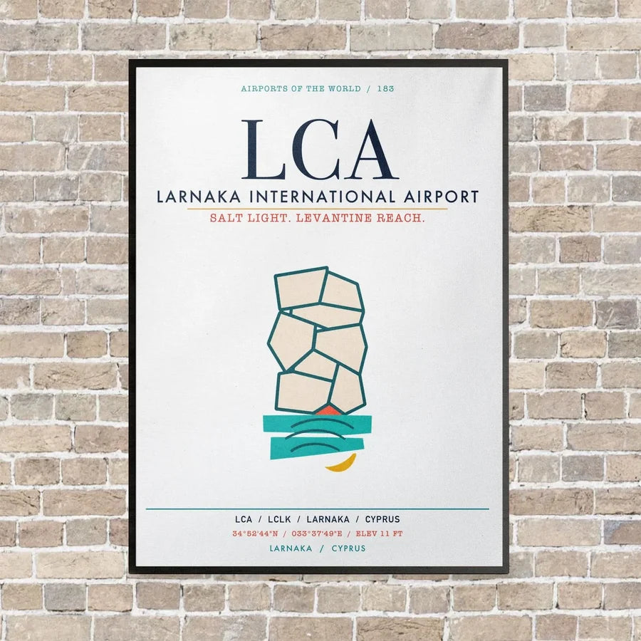 Larnaka International Airport LCA vertical canvas print - framed - white background