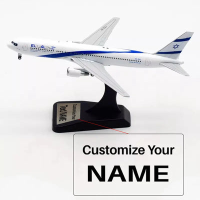 Side view of Boeing 767 B767-300ER 4X-EAJ Airplane Model (1:400 Scale) aviation 20-30cm scale model aircraft in diecast metal.