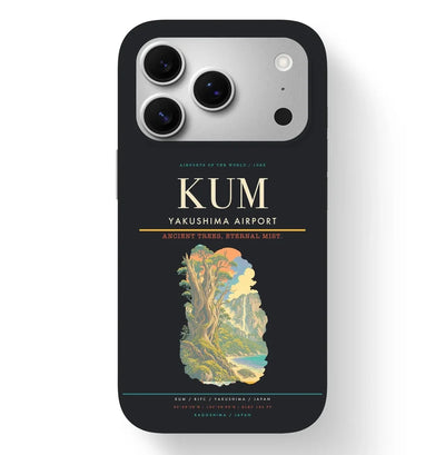 Yakushima Airport (KUM) design on black iPhone 17 Pro MagSafe case