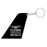 Thumbnail for Flying One Ball aviation aircraft-tail key chain, acrylic body, metal ring.