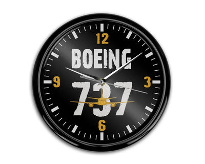 Boeing 737 aviation themed wall clock, premium wood and metal.