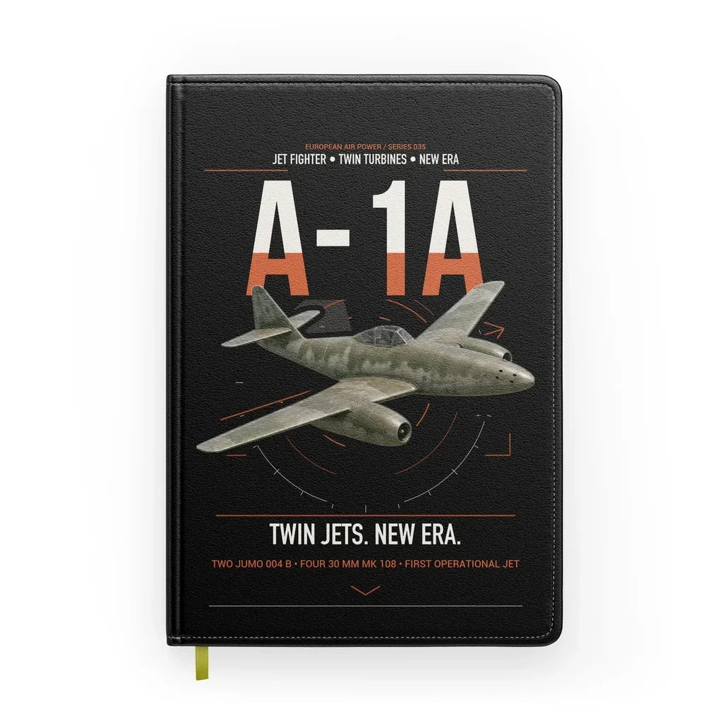 Messerschmitt Me 262A-1a design on black notebook