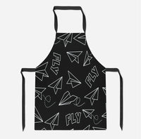 Thumbnail for Paper Airplane & Fly Black aviation design on durable cotton blend kitchen apron.