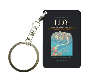 City of Derry Airport (LDY) design on black key chain