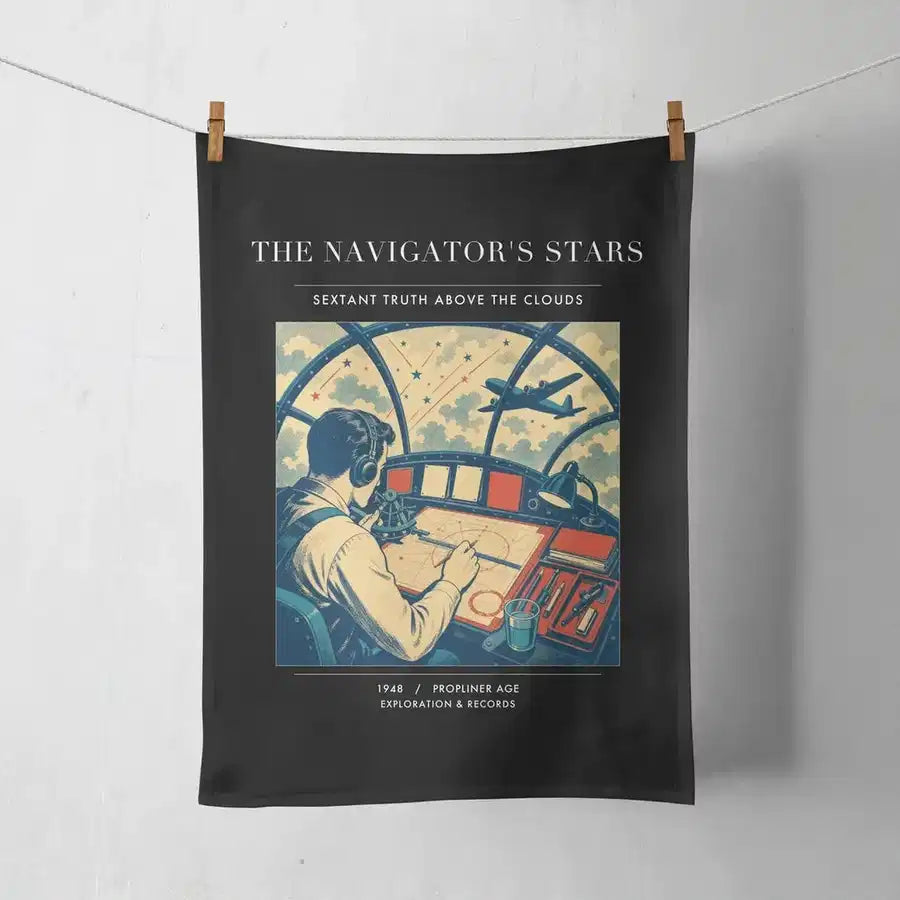 VINTAGE G4297 - The Navigator's Stars - Designed Towels design on black