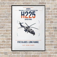 Thumbnail for Airbus H225 vertical canvas print - framed - white background