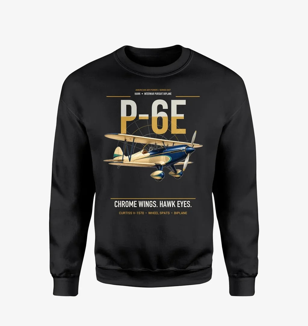 Curtiss P-6E Hawk design on black sweatshirt