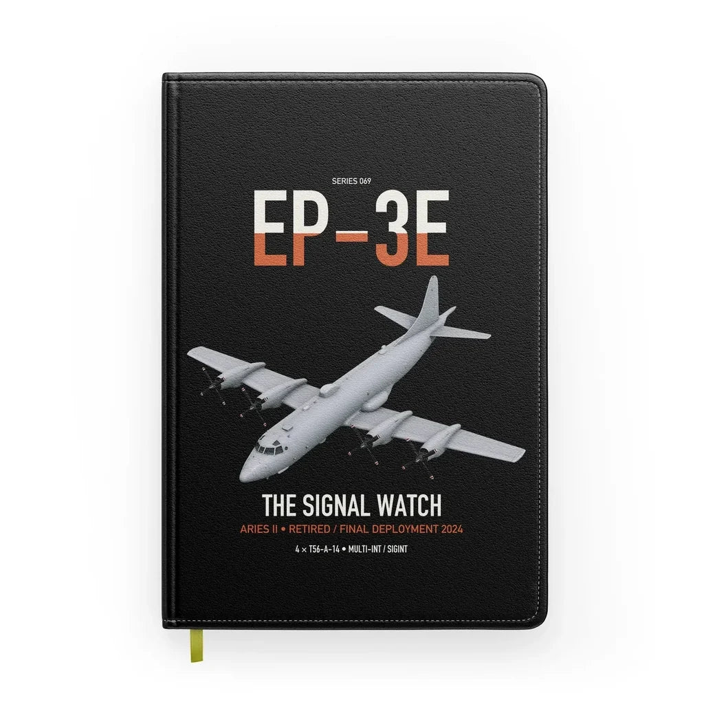 EP-3E ARIES II design on black notebook