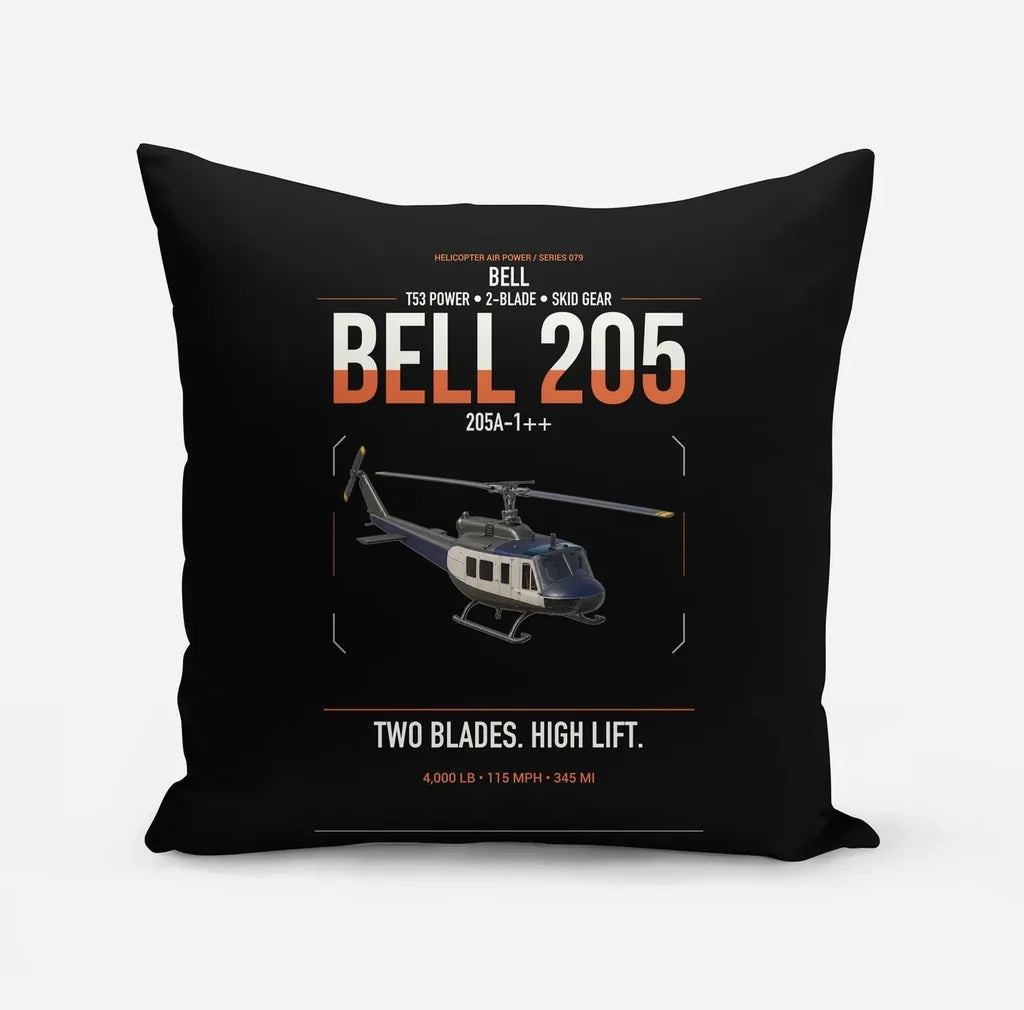 Bell 205A-1++ design on black pillow