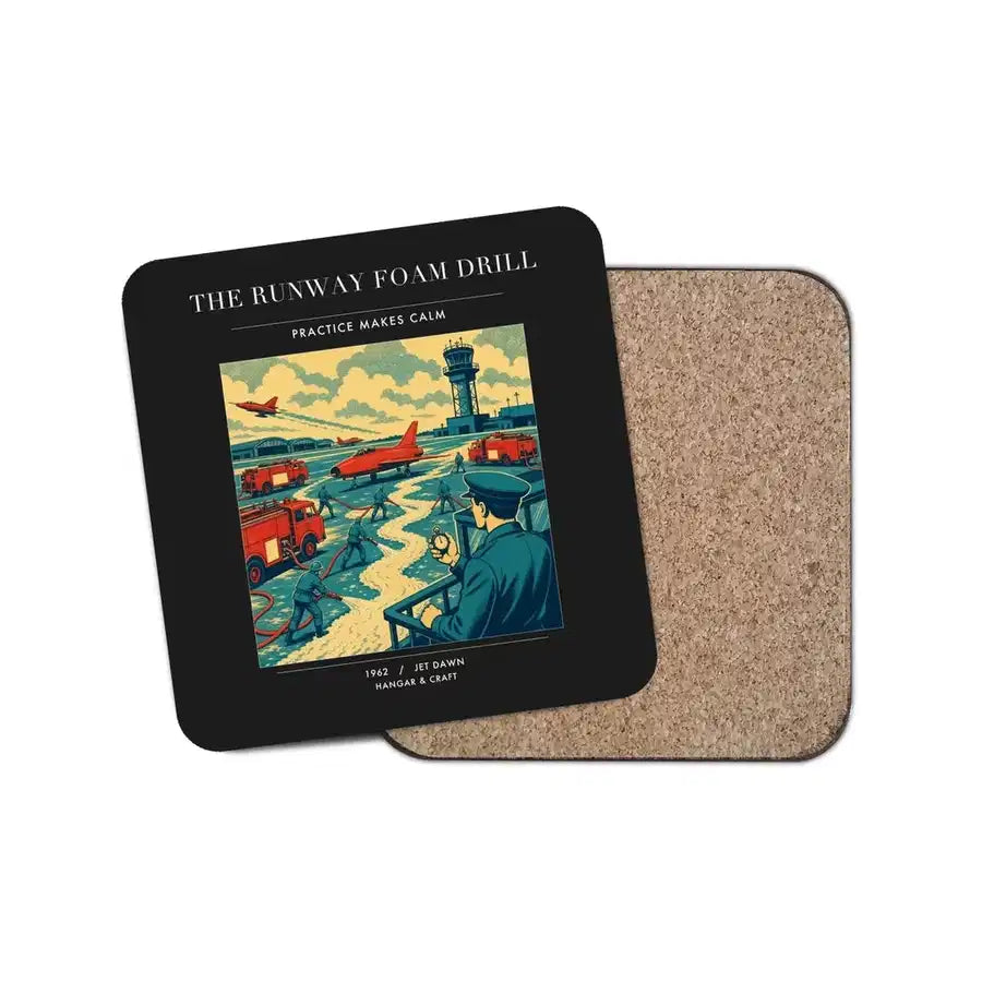 The Runway Foam Drill - Designed Coasters design on black 1-piece