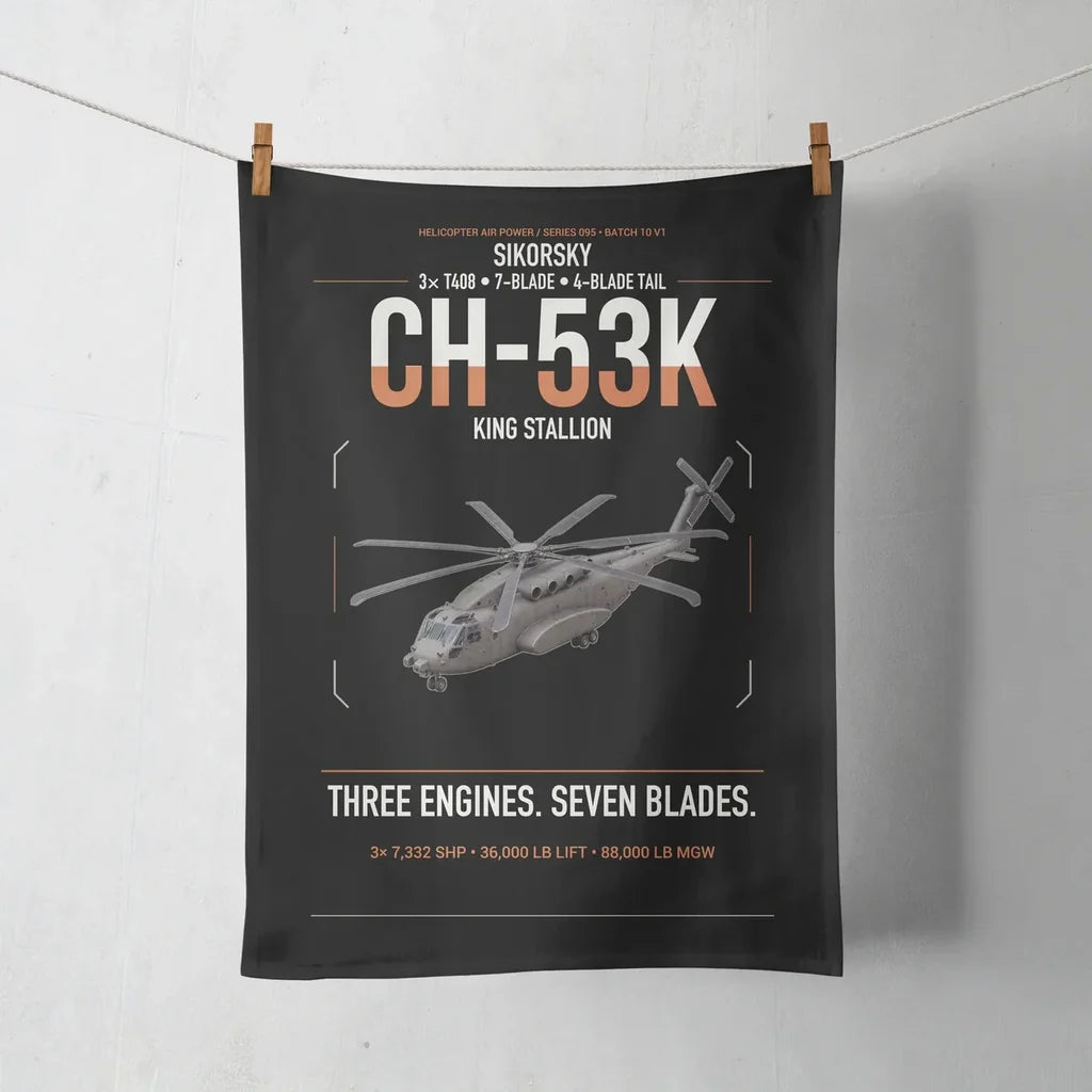 Sikorsky CH-53K King Stallion design on black towel