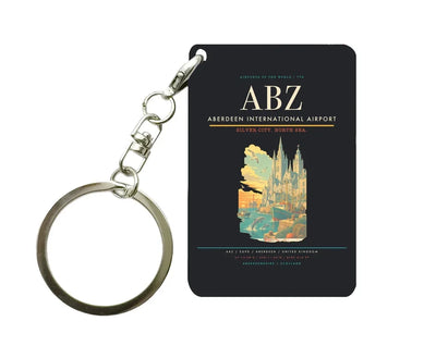 Aberdeen International Airport (ABZ) design on black key chain