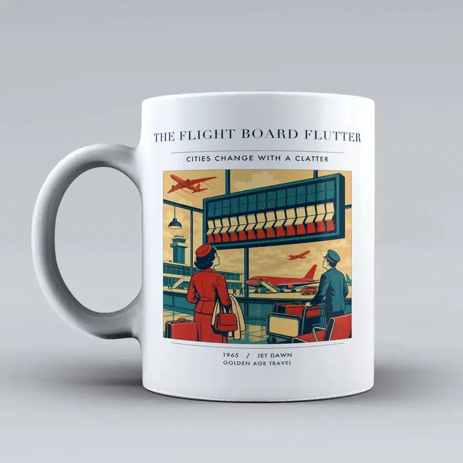 VINTAGE G4302 - The Flight Board Flutter - Ceramic Mug design on white