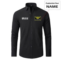 Thumbnail for Born To Fly Forced To Work aviation design printed on soft cotton long-sleeve 2D shirt.