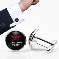 Thumbnail for Side view of Drone aviation cuff links in polished metal, polished finish.