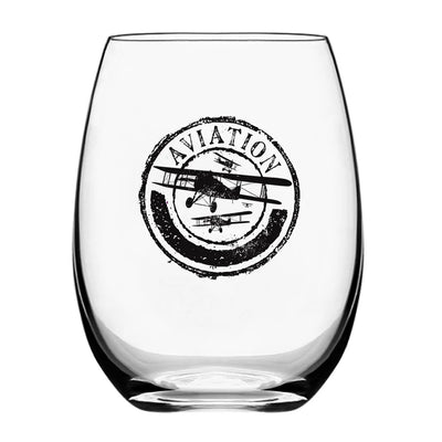 Aviation Lovers Water & Drink aviation design on water glass, crystal-clear premium glassware.