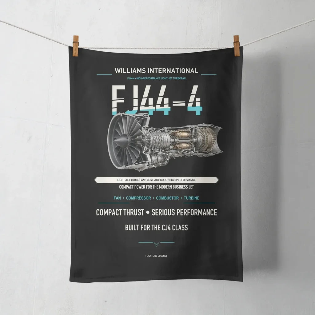 FJ44-4 design on black towel