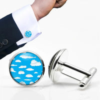 Thumbnail for Amazing Clouds aviation-themed cuff links, polished metal.