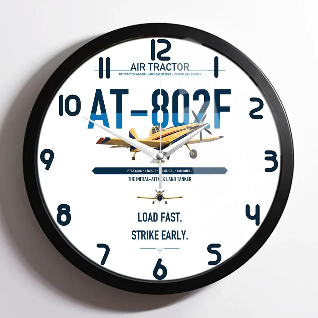 Air Tractor AT-802F design on white framed wall clock