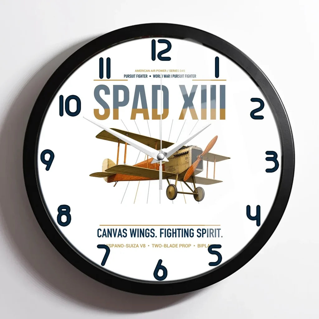 SPAD XIII design on white framed wall clock