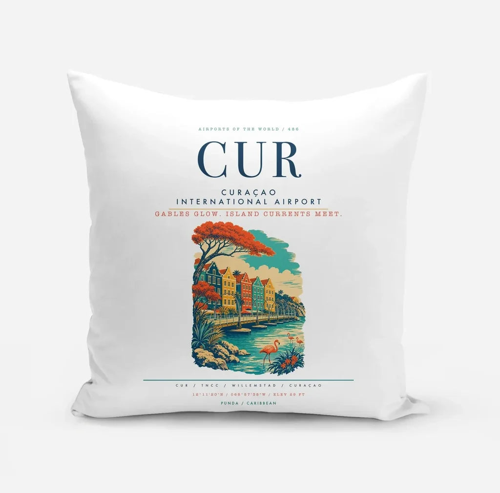 Curaçao International Airport (CUR) design on white pillow