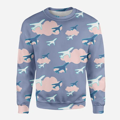 Cool & Super Airplanes (Vol2) aviation design printed on soft cotton blend 3D sweatshirt.