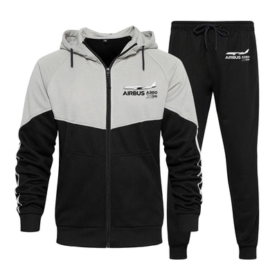 The Airbus A350 WXB Colourful Z. aviation design on colourful cotton blend zipped hoodie and sweatpants set.