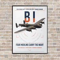 Thumbnail for Avro Lancaster B I vertical canvas print - framed - white background