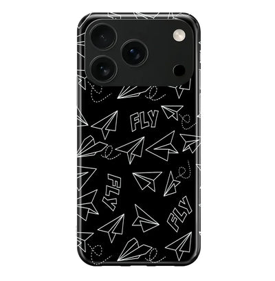 Paper Airplane & Fly-Black iPhone Case