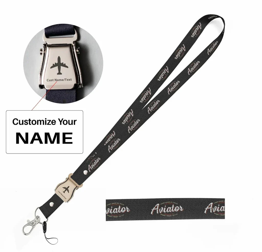 Aviator - Dont Make Me Walk seat belt lanyard - black with name