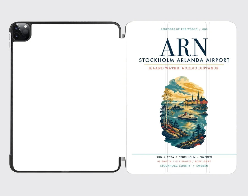 Stockholm Arlanda Airport (ARN) design on white ipad tablet case