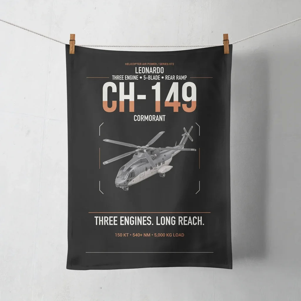 Leonardo CH-149 Cormorant design on black towel