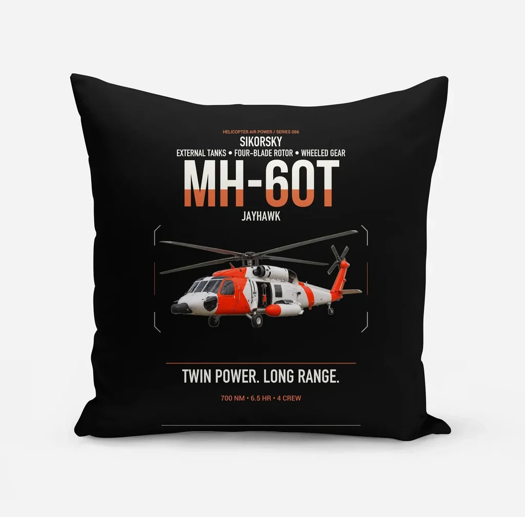 Sikorsky MH-60T Jayhawk design on black pillow
